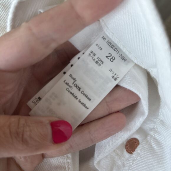 Moussy Vintage Jeans Womens Size 28 White Tapered Distressed Denim Pants - Picture 8 of 13